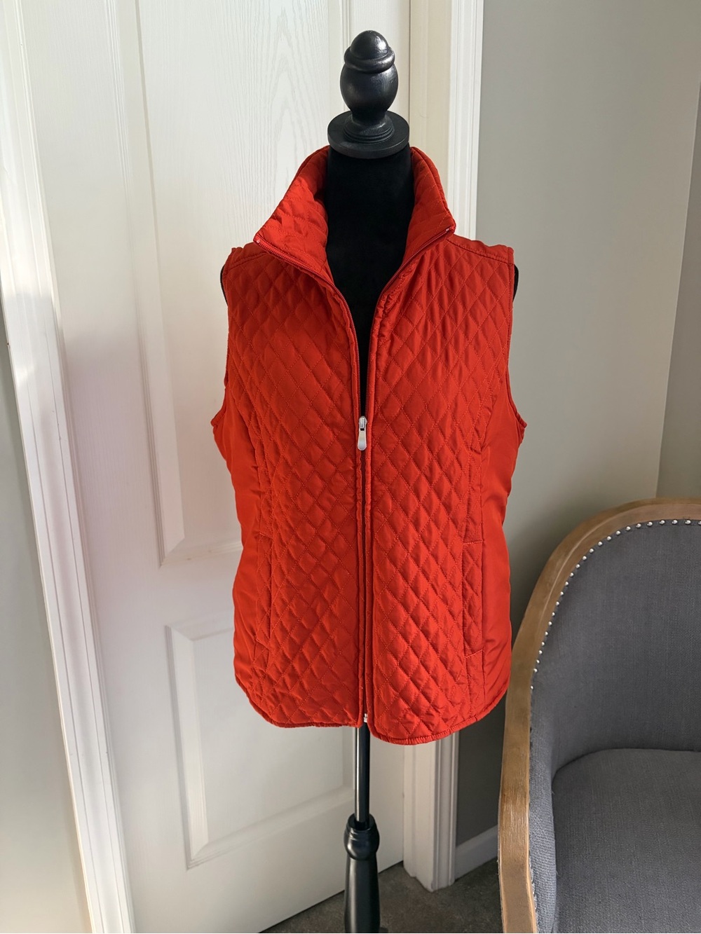 Christopher & Banks Quilted Red-Orange Women's Vest